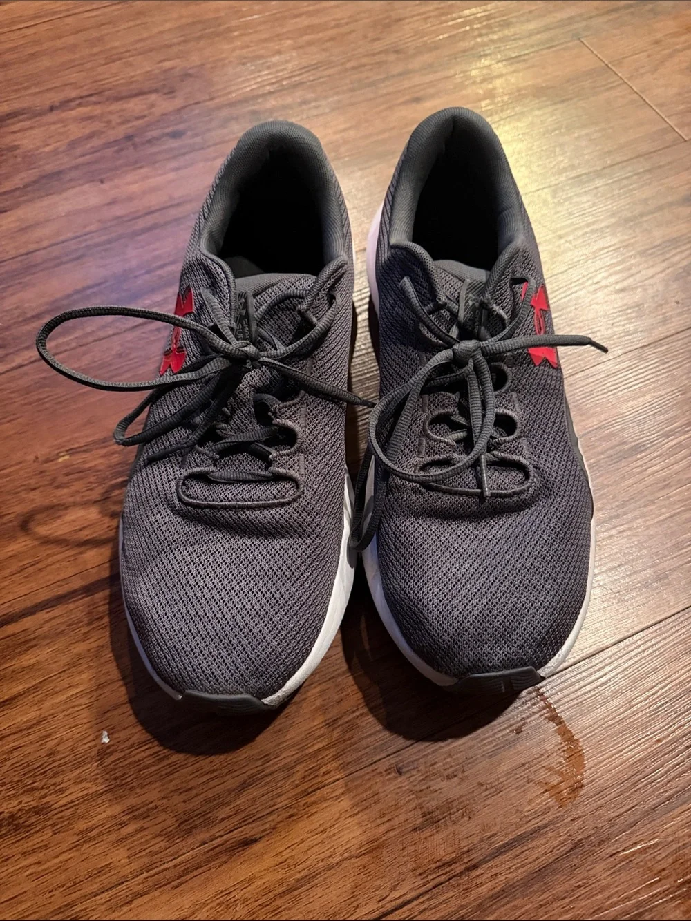Gray Athletic Sneakers with Red Accent
